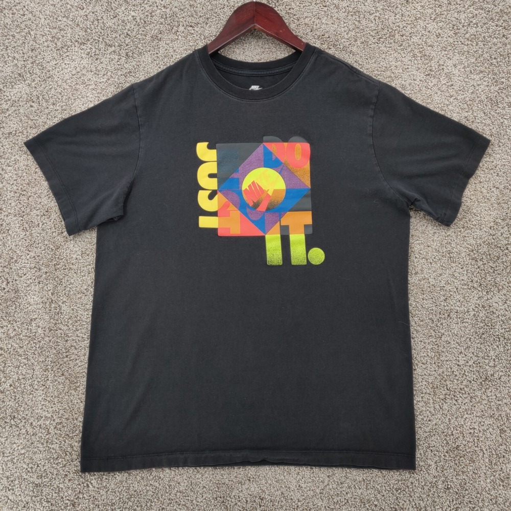 Nike T Shirt Mens Medium M Black Short Sleeve Just Do It Logo Tee